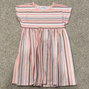 Striped Pink and White Kids Dress
